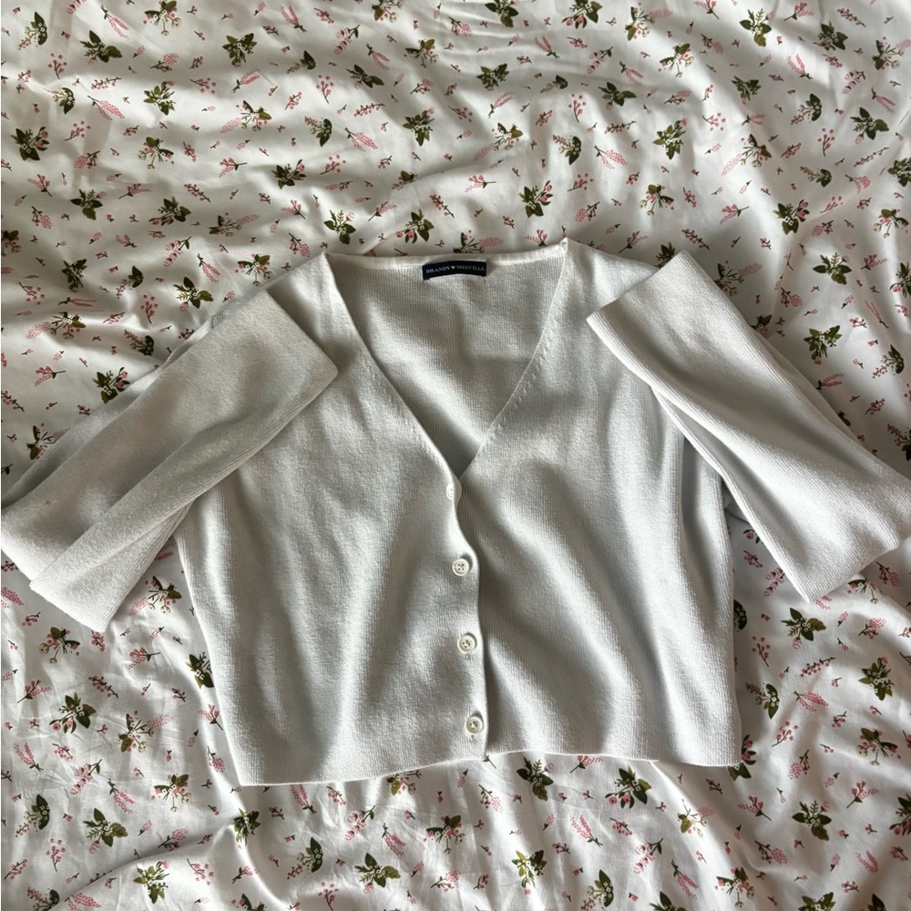 Brandy Melville White Cropped Cardigan